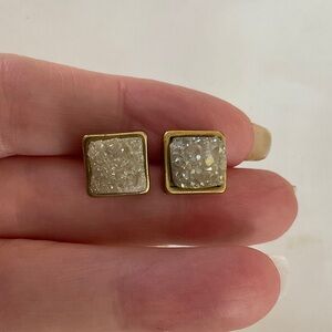 Chic Gold and Cream Square Earrings